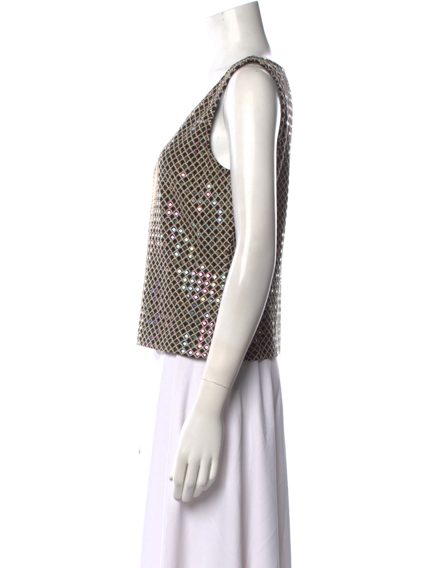 St. John Polka Dot Print Scoop Neck Crop Top