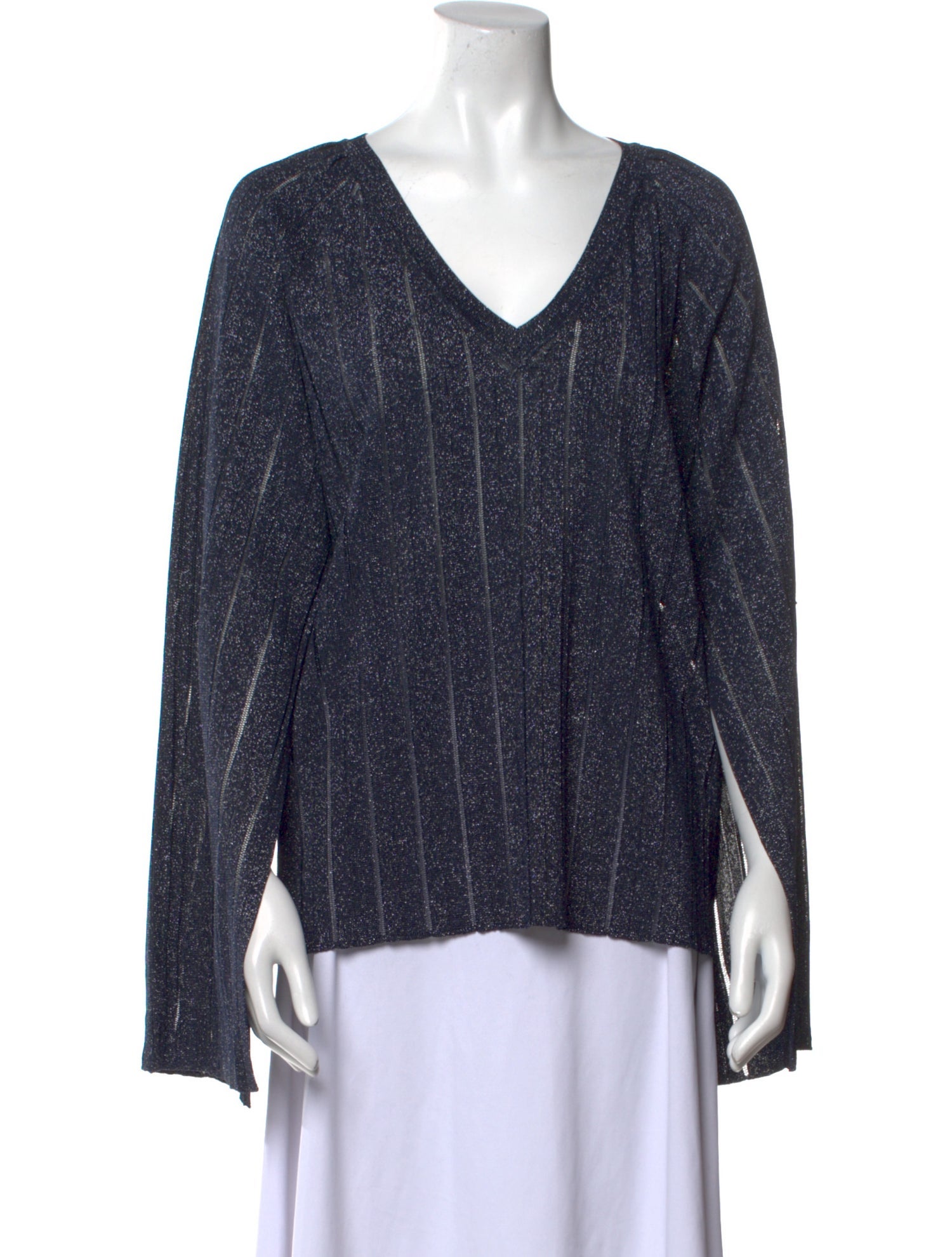 St. John Striped V-Neck Blouse w/ Tags