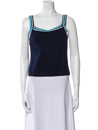 St. John Striped Square Neckline Crop Top