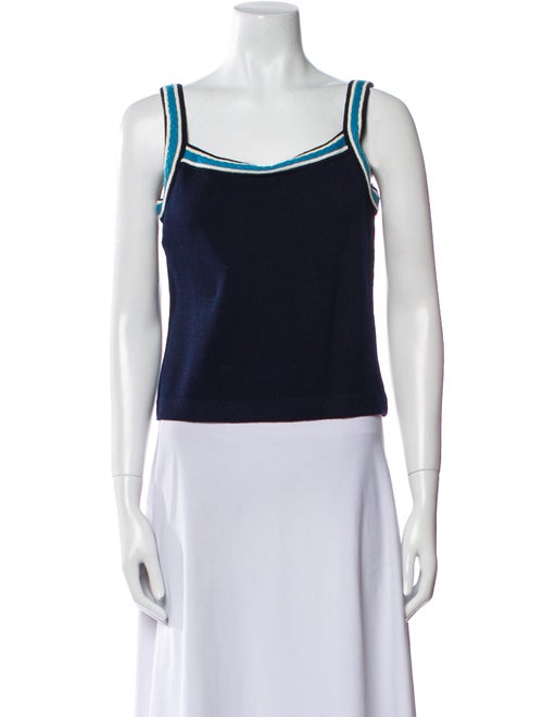 St. John Striped Square Neckline Crop Top