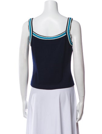 St. John Striped Square Neckline Crop Top