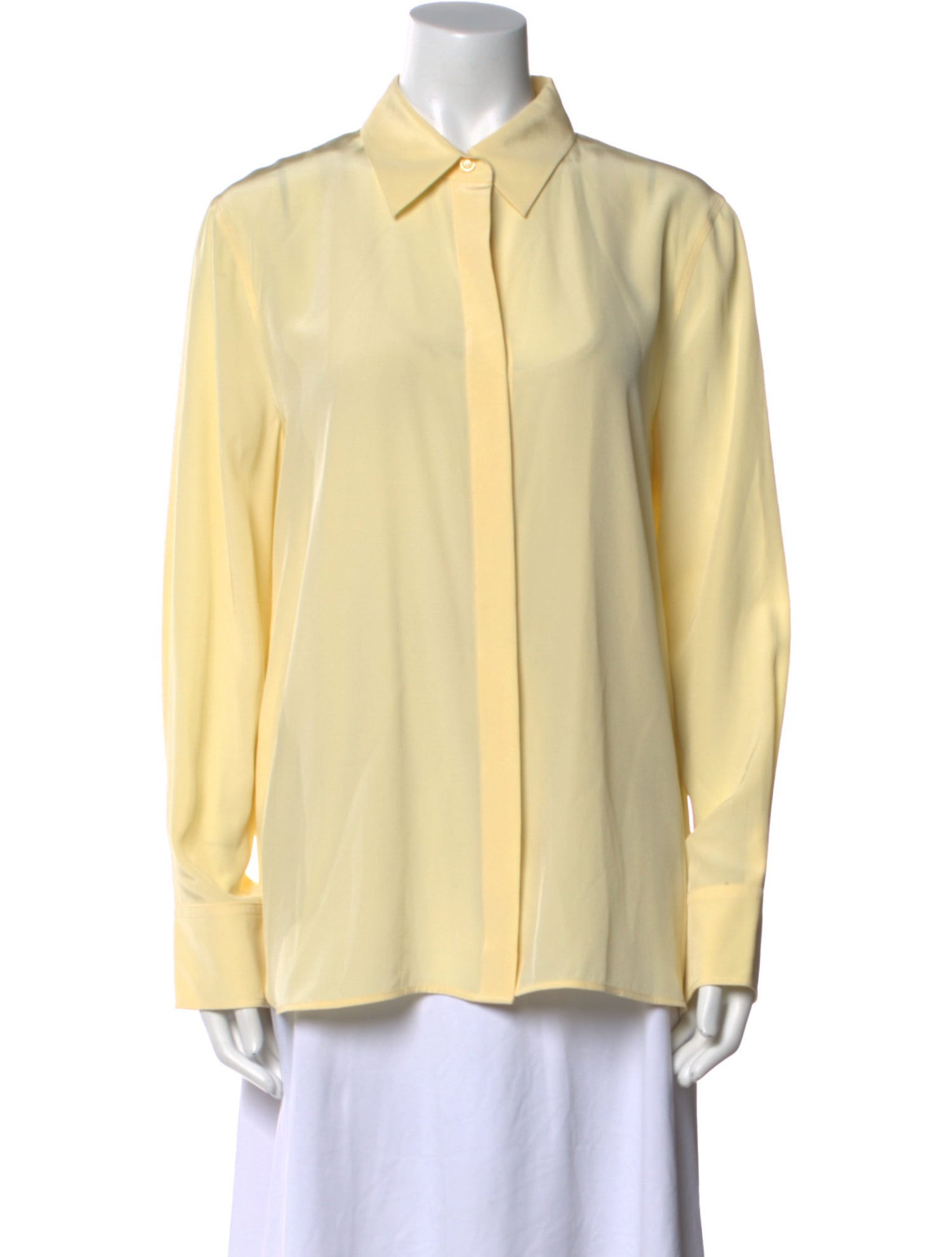 St. John Silk Long Sleeve Button-Up Top