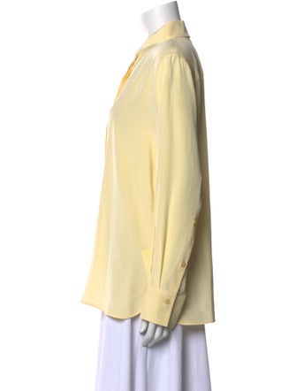 St. John Silk Long Sleeve Button-Up Top