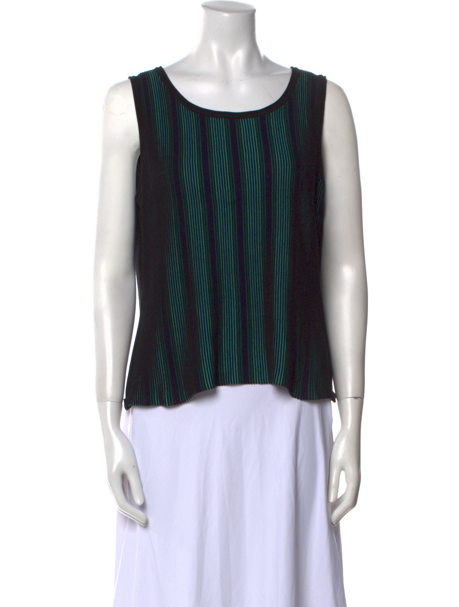 St. John Striped Scoop Neck Top