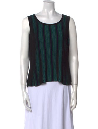 St. John Striped Scoop Neck Top