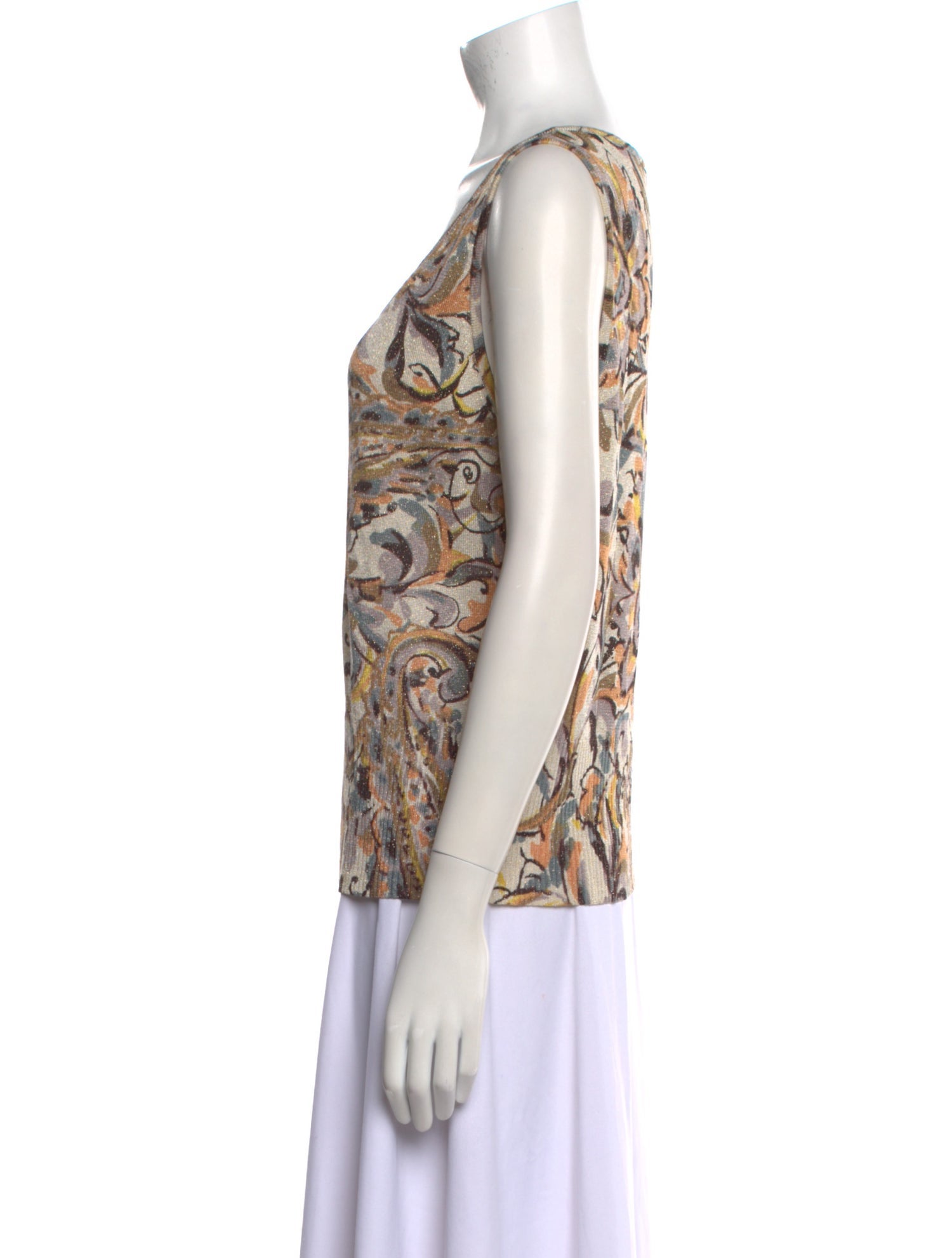 St. John Printed Scoop Neck Top