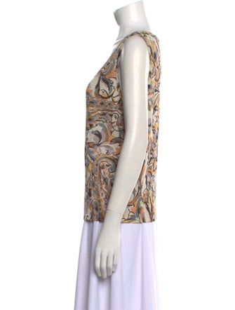 St. John Printed Scoop Neck Top