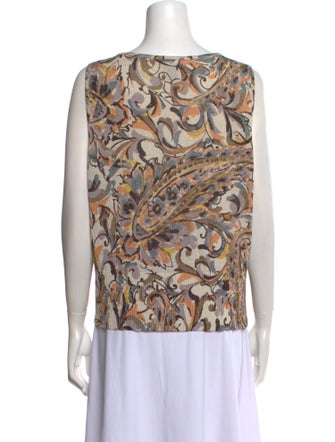 St. John Printed Scoop Neck Top