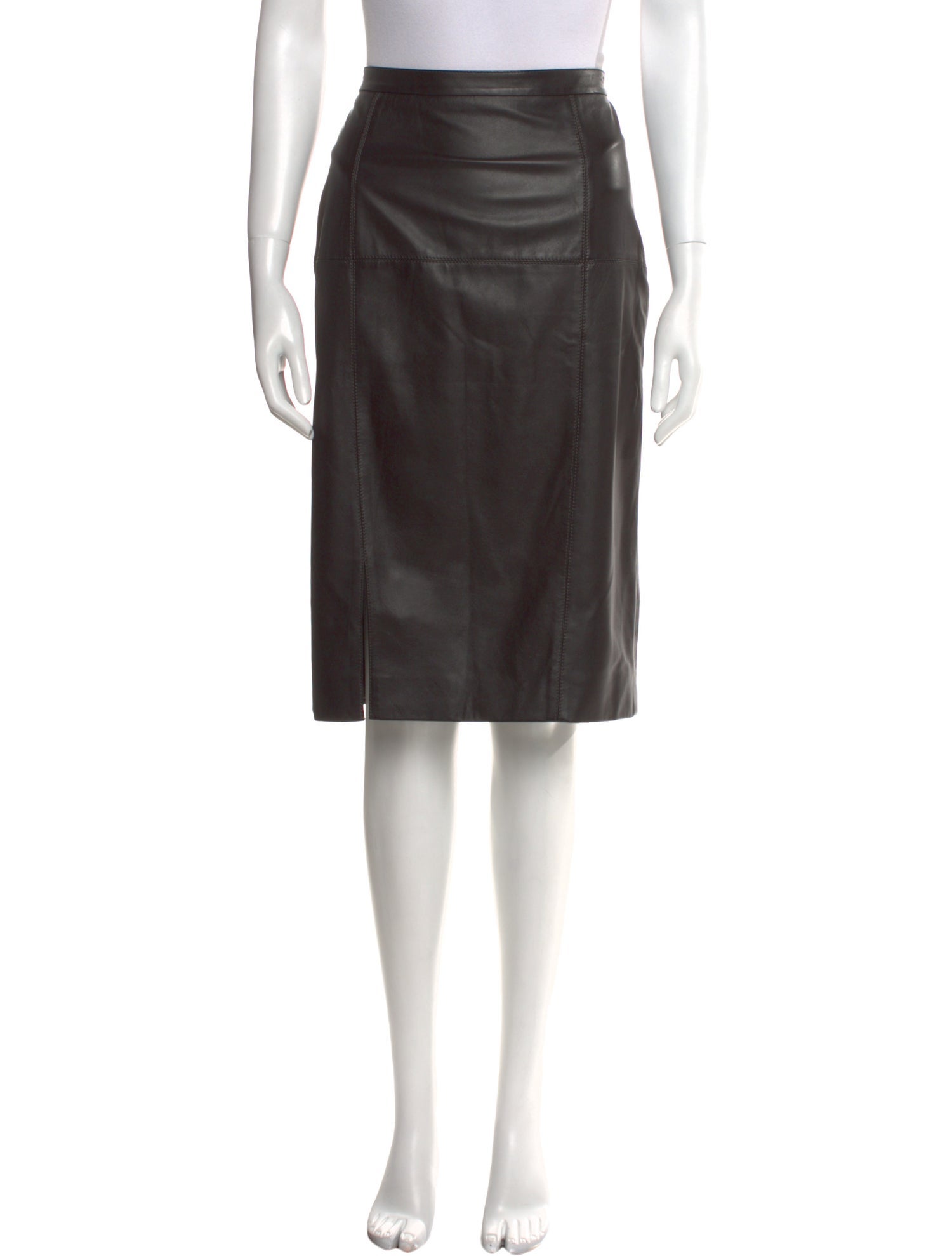 St. John Leather Knee-Length Skirt