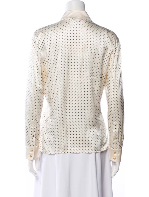 St. John Silk Polka Dot Print Button-Up Top