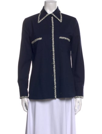 St. John Wool Long Sleeve Button-Up Top