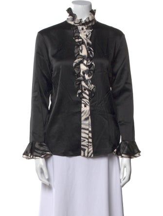 St. John Silk Mock Neck Blouse