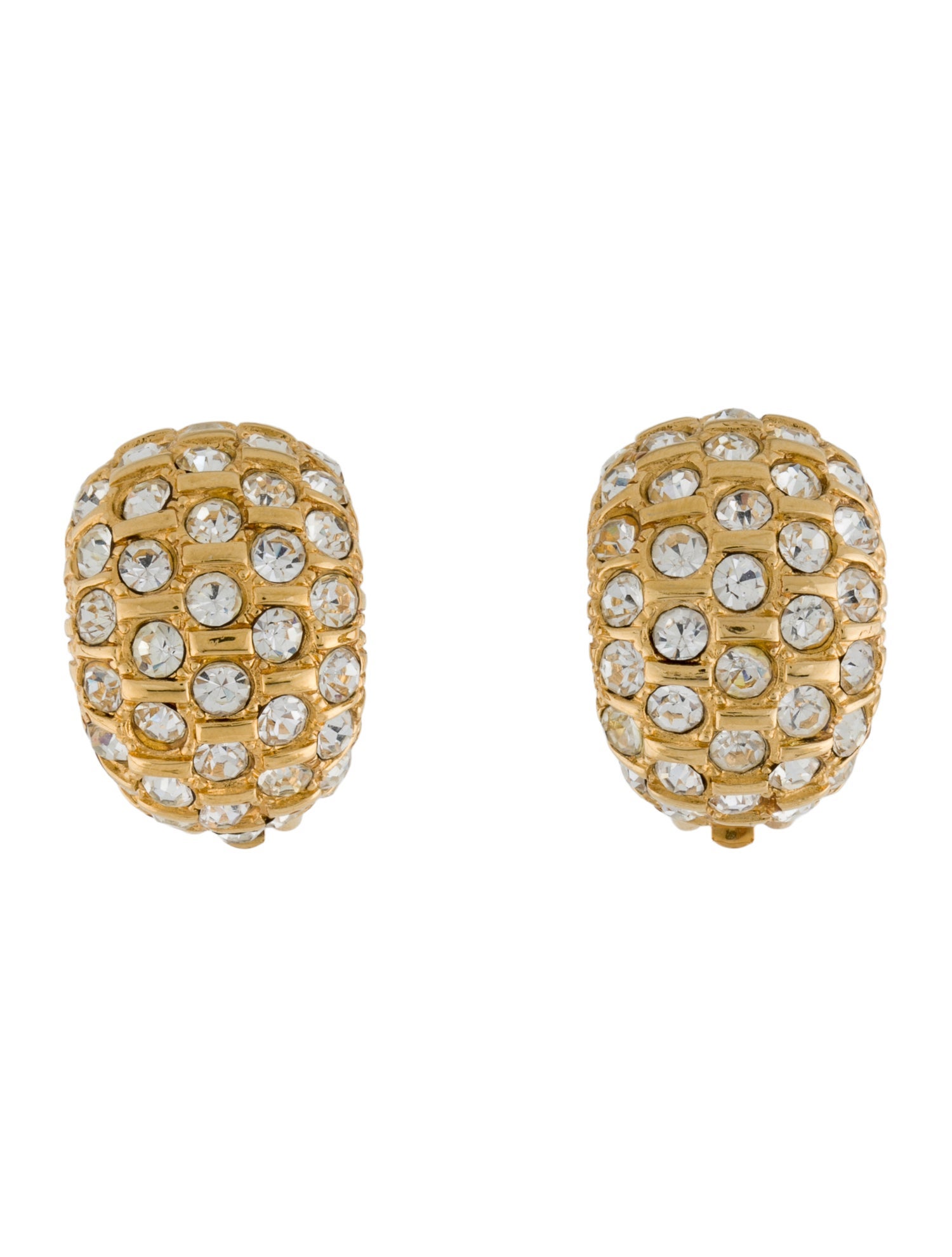 St. John Vintage Crystal Half Hoop Clip-On Earrings