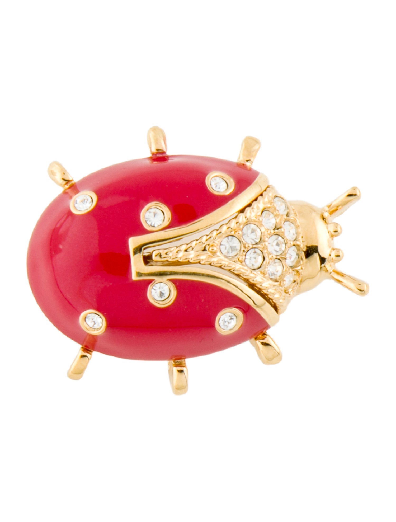 St. John Vintage Crystal & Enamel Ladybug Pin Brooch