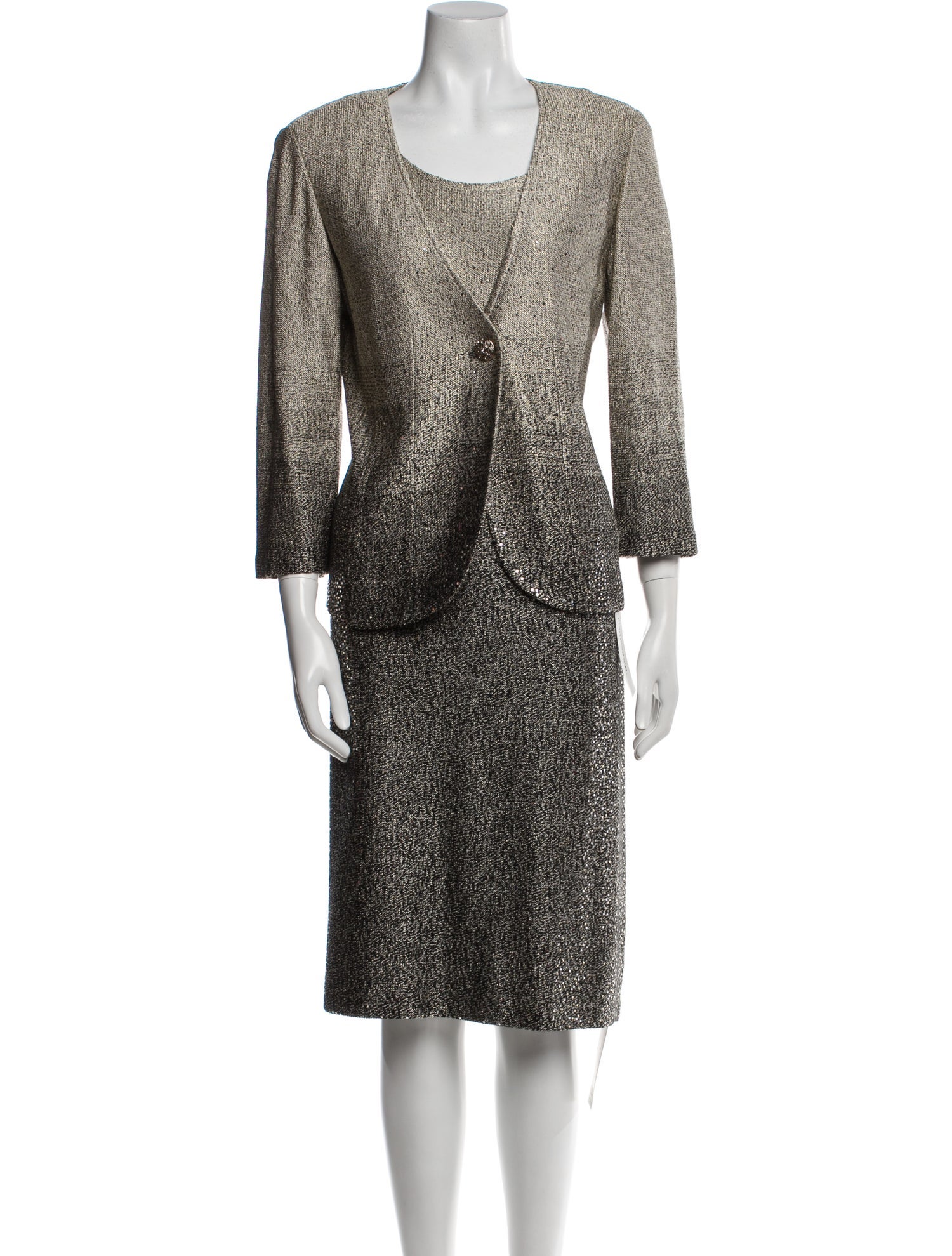 St. John Printed Crystal Embellishments Dress Set