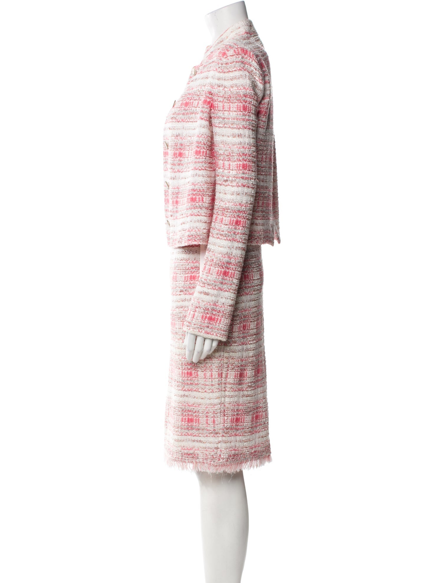 St. John Printed Fringe Trim Accent Dress Set