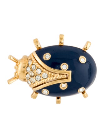 St. John Crystal & Enamel Ladybug Pin Brooch