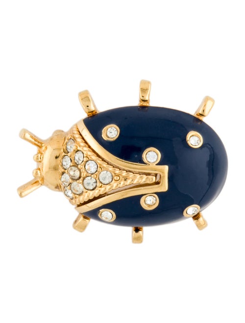 St. John Crystal & Enamel Ladybug Pin Brooch
