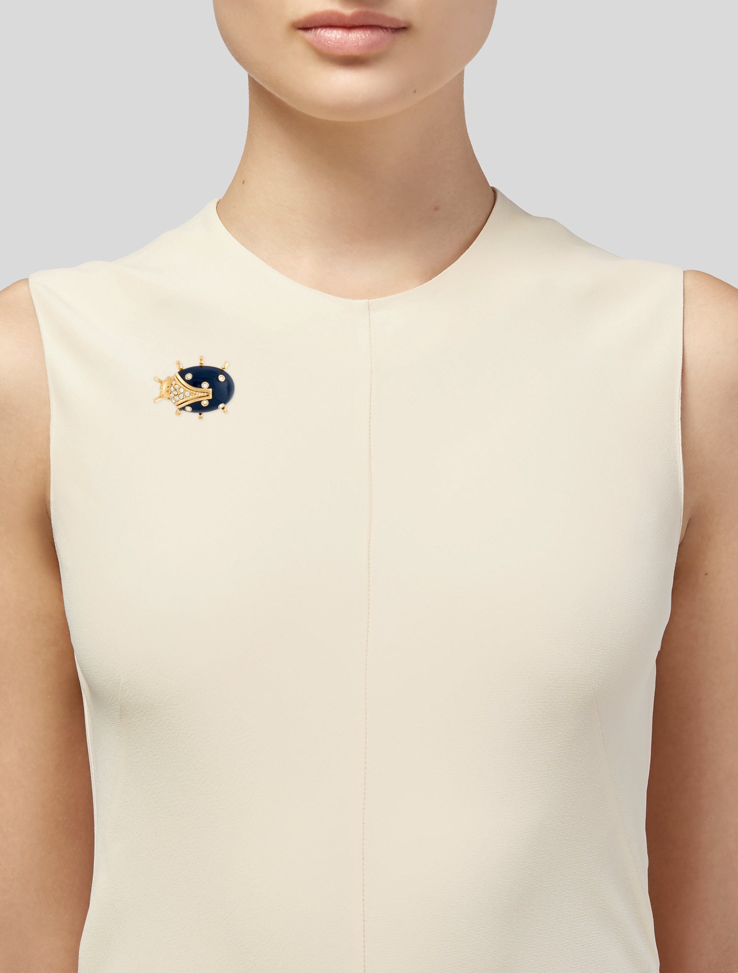 St. John Crystal & Enamel Ladybug Pin Brooch