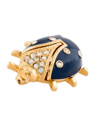 St. John Crystal & Enamel Ladybug Pin Brooch