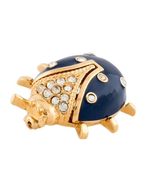 St. John Crystal & Enamel Ladybug Pin Brooch