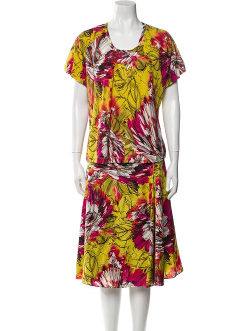 St. John Silk Floral Print Skirt Set
