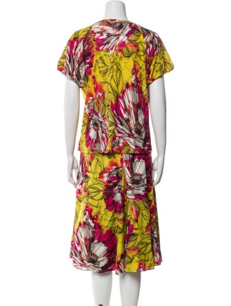 St. John Silk Floral Print Skirt Set