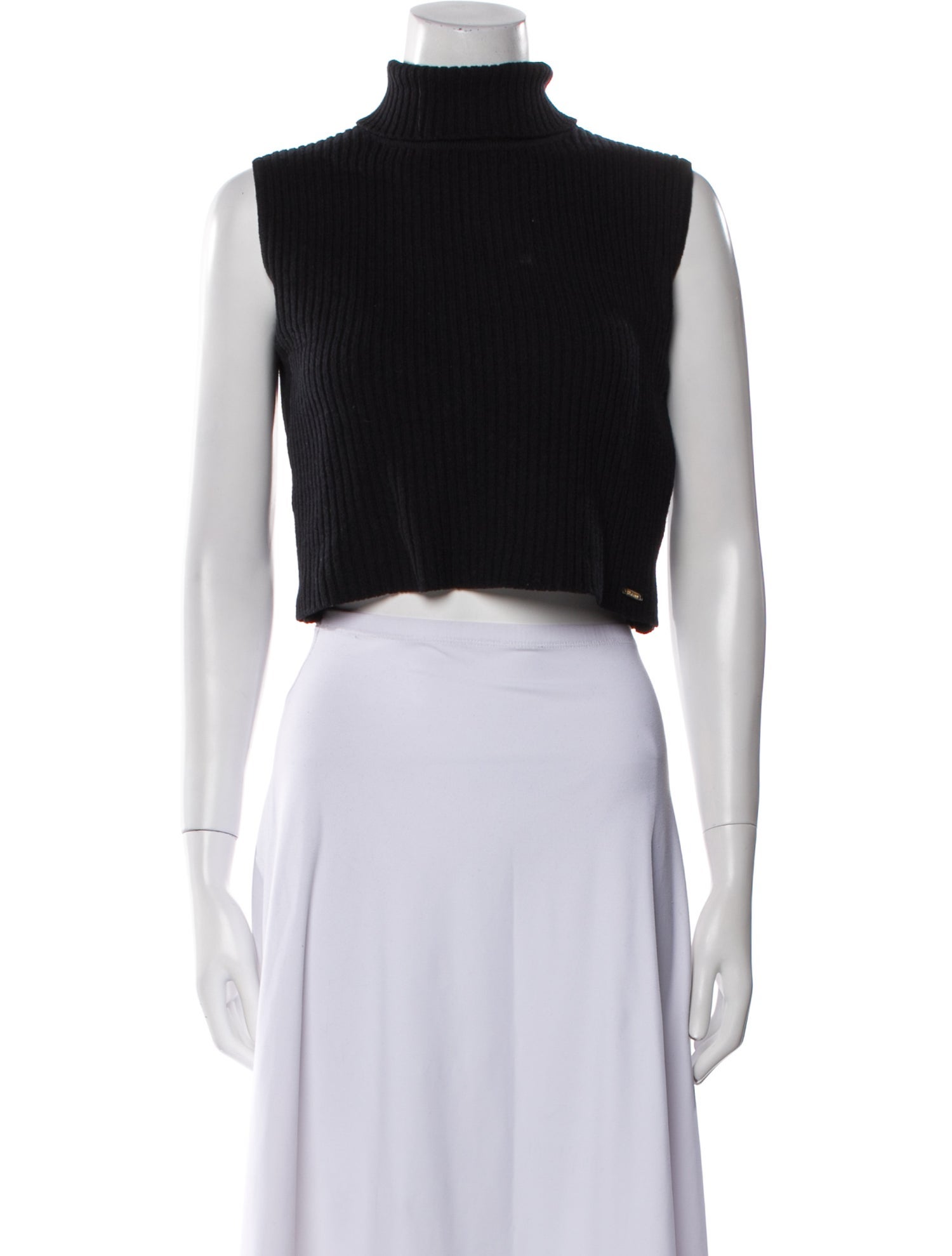 St. John Wool Mock Neck Crop Top