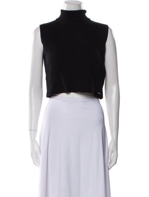 St. John Wool Mock Neck Crop Top