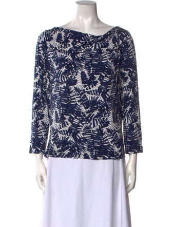 St. John Printed Bateau Neckline Blouse