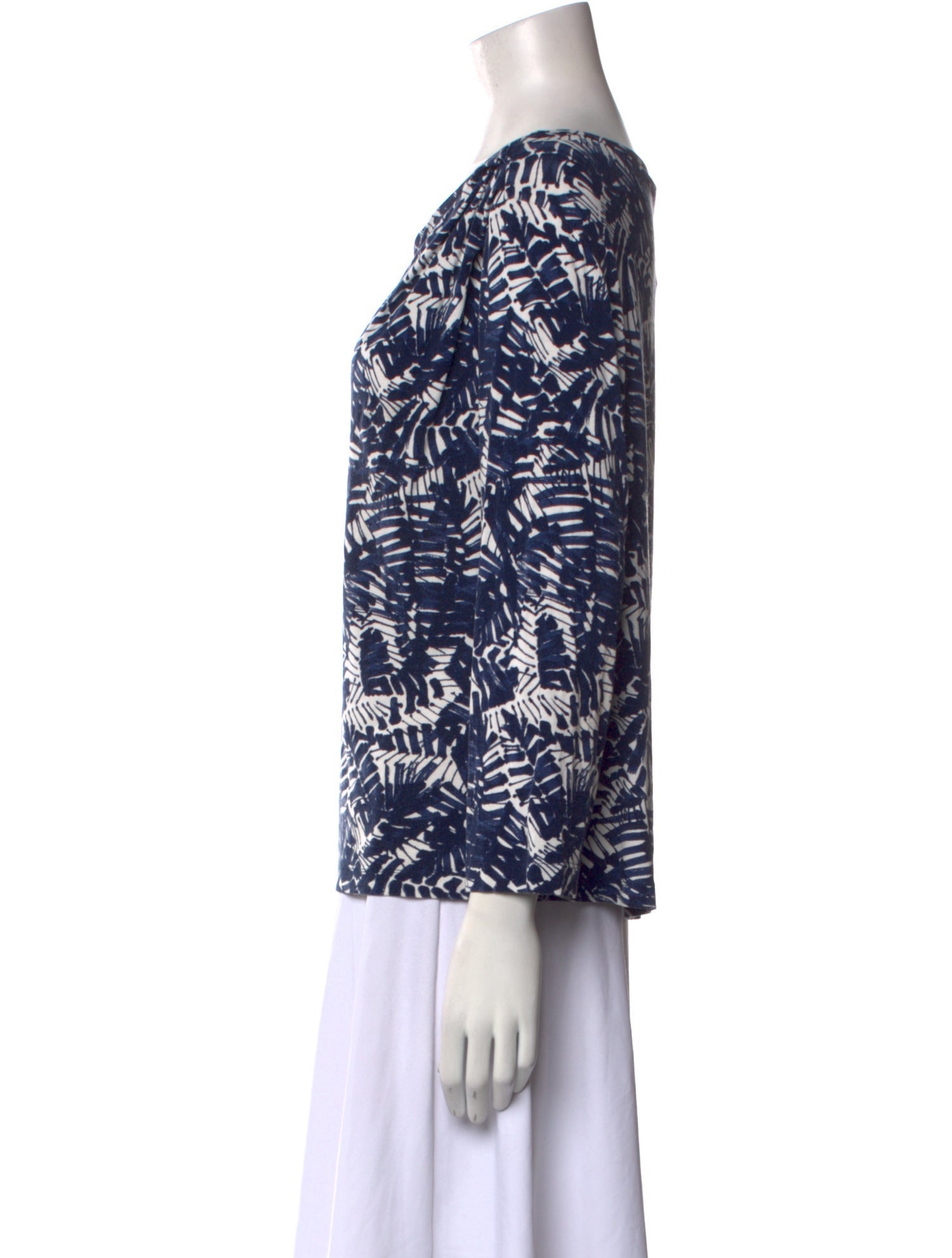 St. John Printed Bateau Neckline Blouse