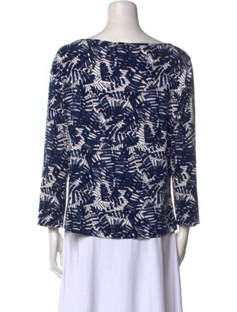 St. John Printed Bateau Neckline Blouse