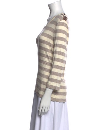 St. John Striped Scoop Neck Top