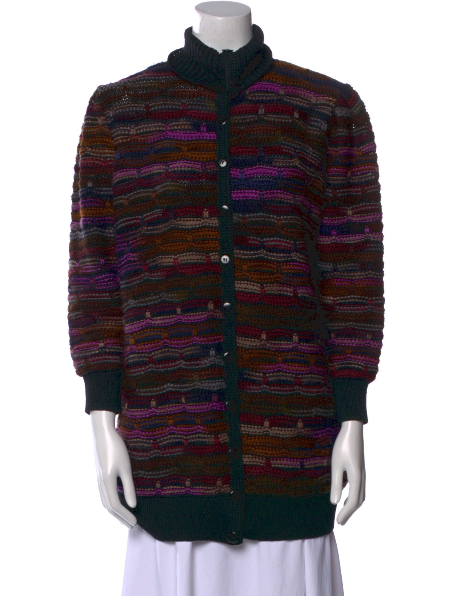 St. John Striped Mock Neck Sweater