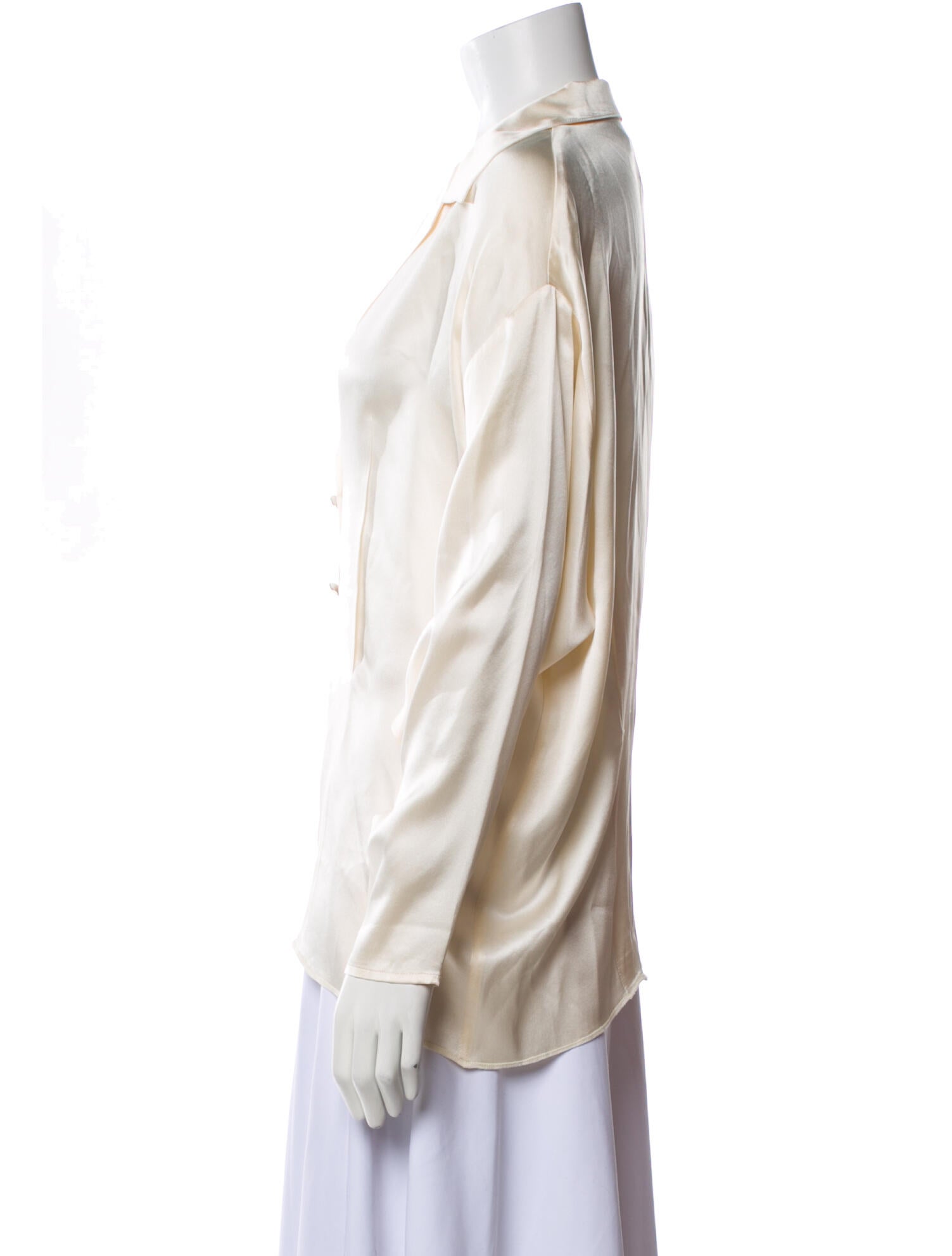 St. John Silk V-Neck Button-Up Top