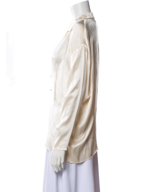 St. John Silk V-Neck Button-Up Top