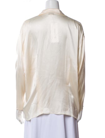 St. John Silk V-Neck Button-Up Top