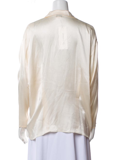 St. John Silk V-Neck Button-Up Top