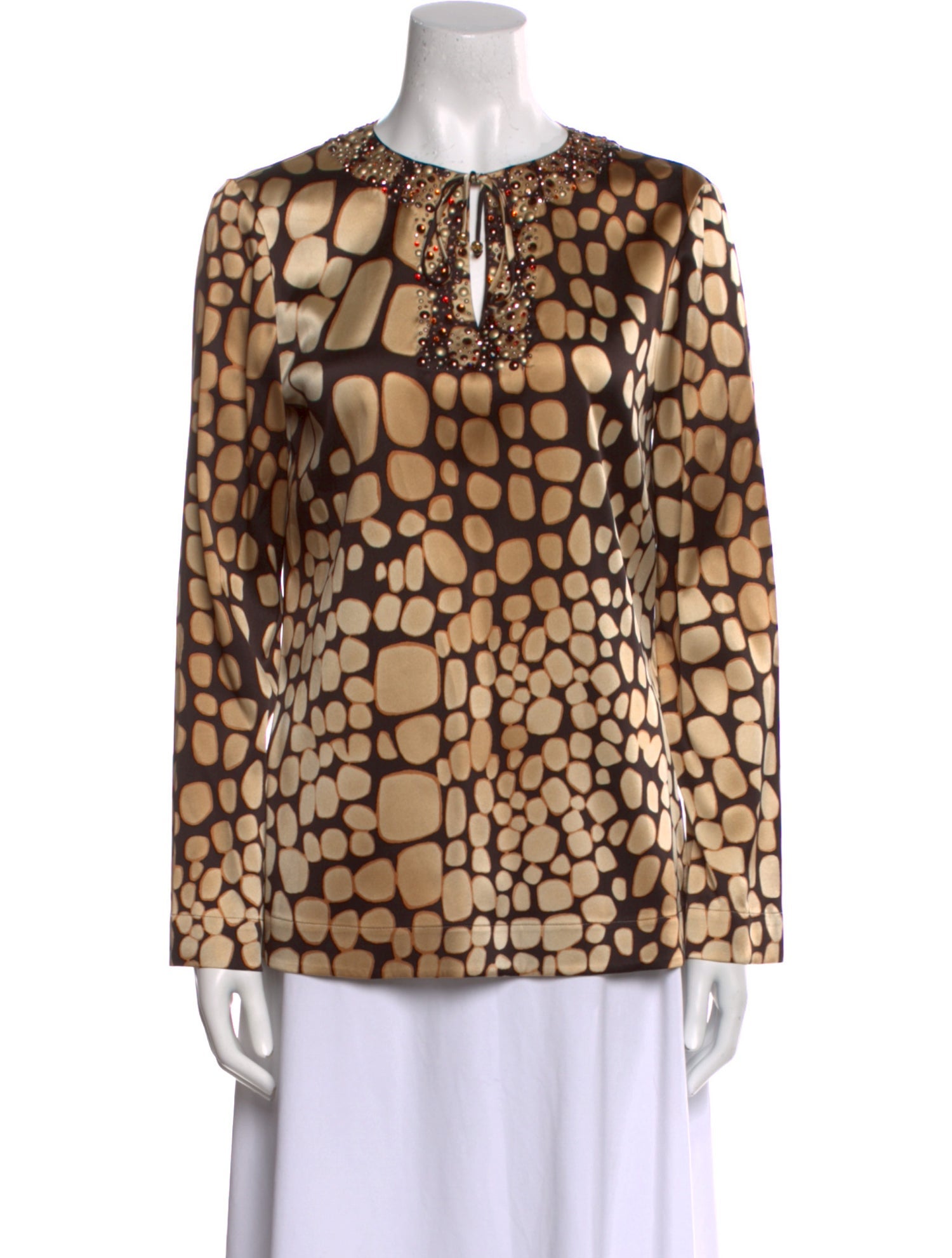 St. John Silk Animal Print Blouse