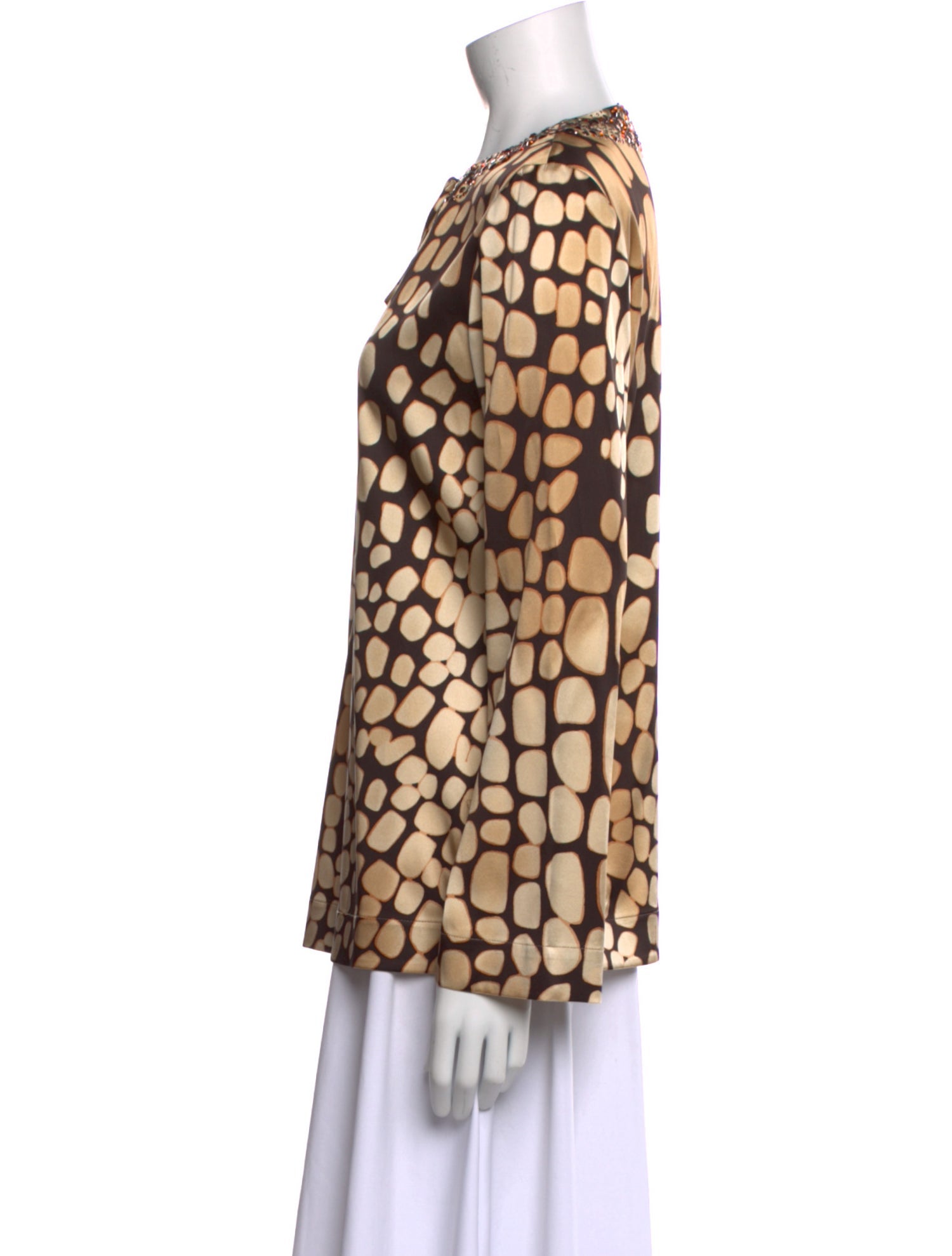 St. John Silk Animal Print Blouse