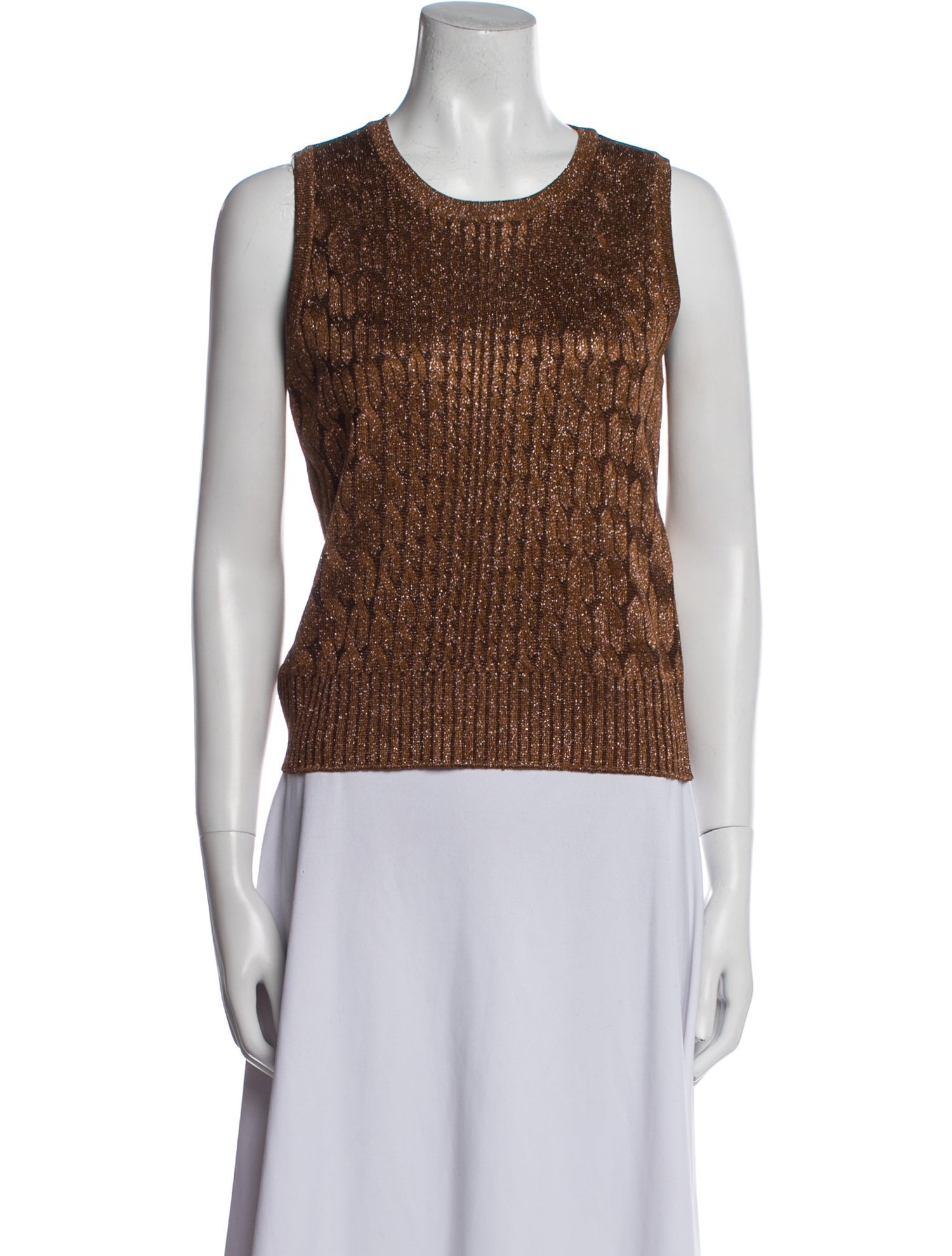 St. John Crew Neck Sleeveless Top