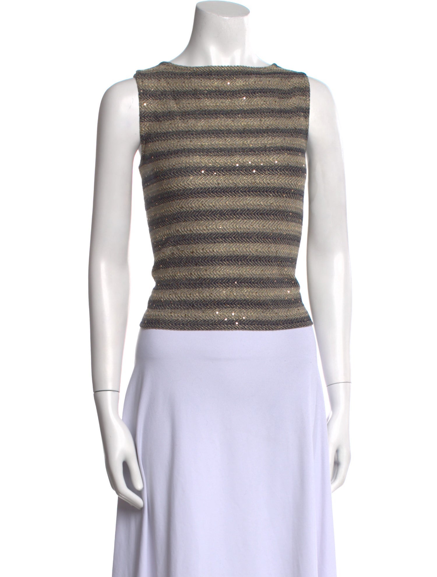 St. John Striped Bateau Neckline Crop Top