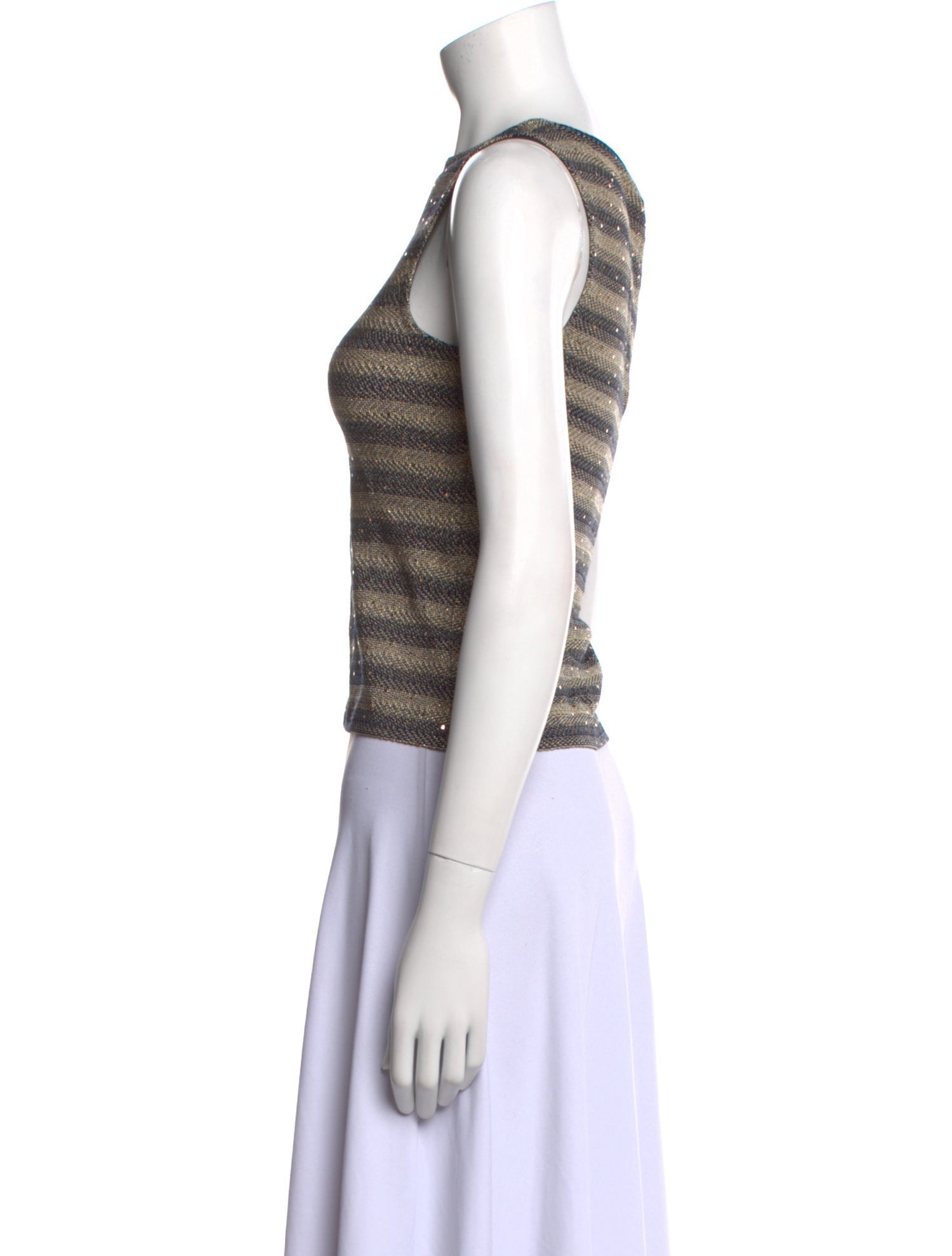 St. John Striped Bateau Neckline Crop Top