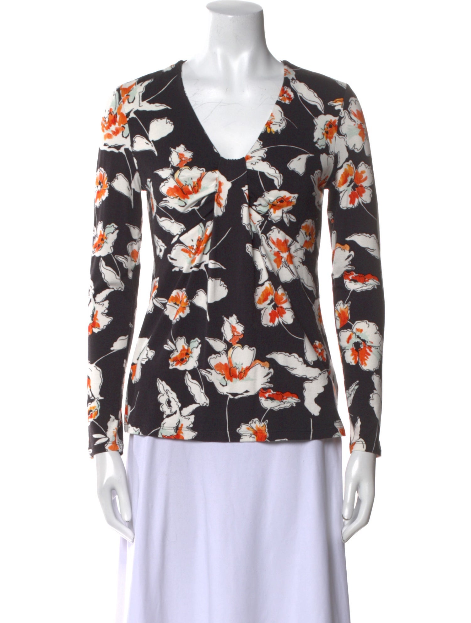 St. John Printed V-Neck Top