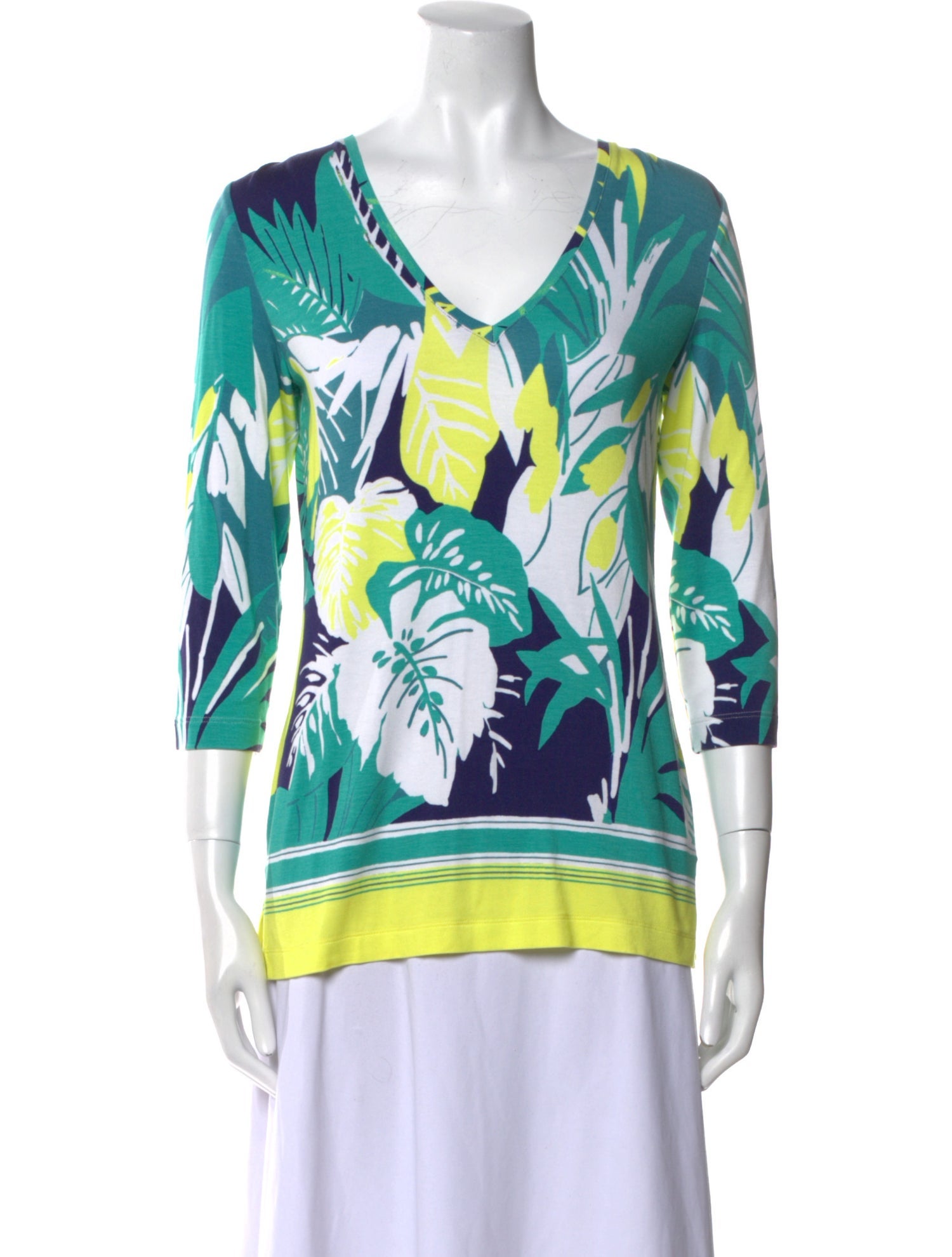 St. John Printed V-Neck Blouse