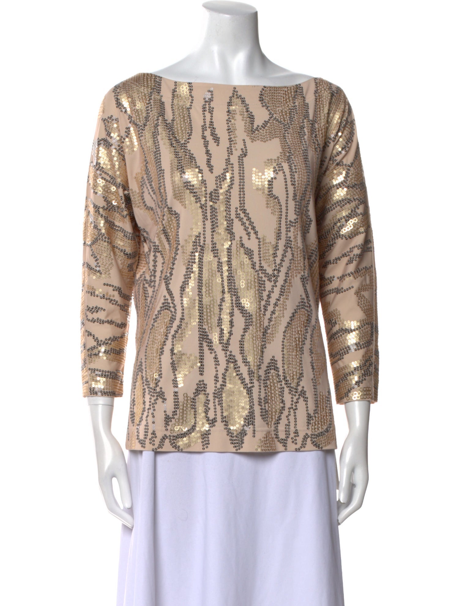 St. John Printed Bateau Neckline Blouse