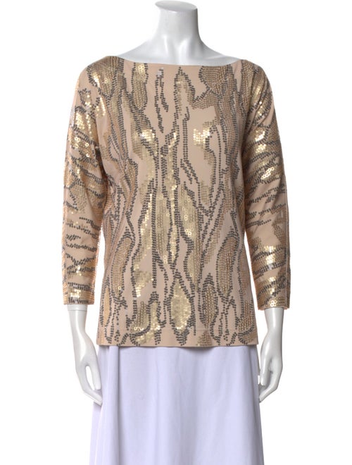 St. John Printed Bateau Neckline Blouse