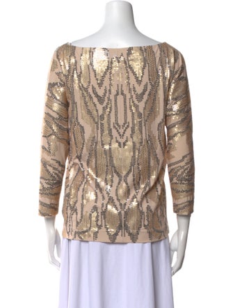 St. John Printed Bateau Neckline Blouse