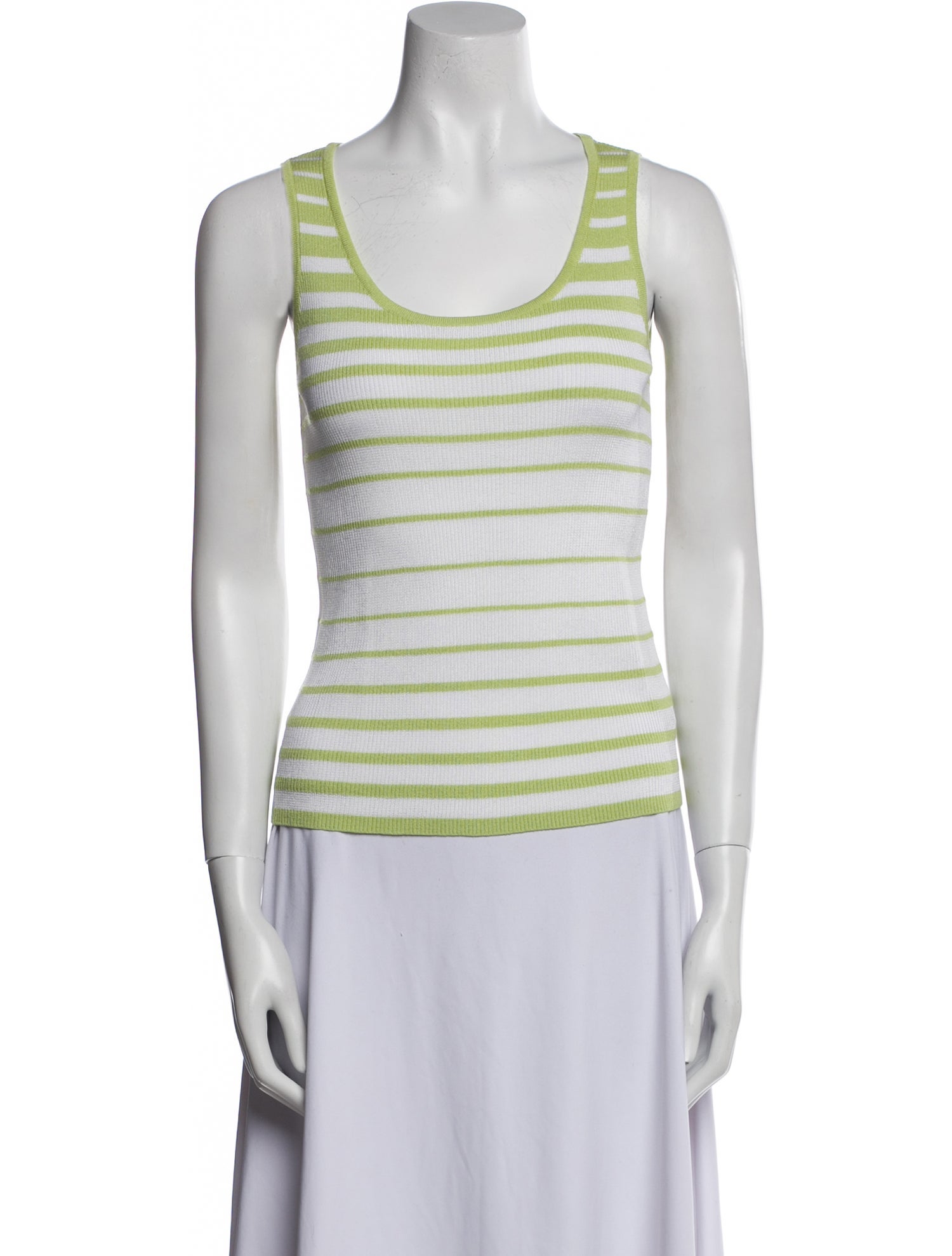 St. John Striped Scoop Neck Top