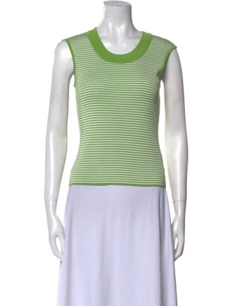 St. John Striped Scoop Neck Top